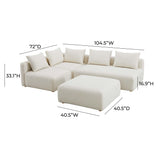 Hangover 4-Piece Cream Performance Boucle Modular Chaise Sectional