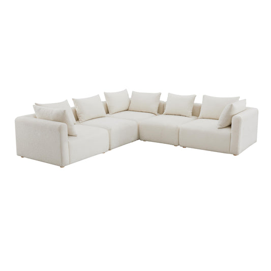 Hangover 5-Piece Cream Performance Boucle Modular L-Sectional