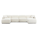 Travie 6-Piece Sand Upcycled Performance Linen Modular U-Sectional