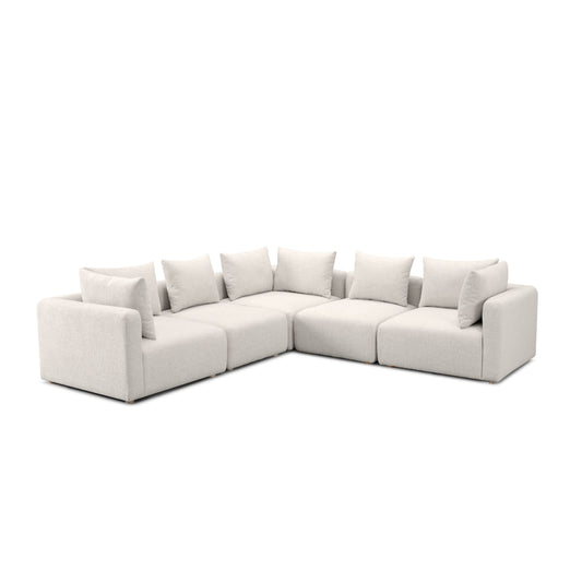 Hangover 5-Piece Contract-Grade Textured Fabric Modular L-Sectional