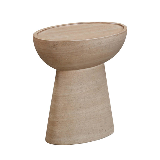 Eclipse Textured Faux Travertine Indoor/Outdoor Side Table