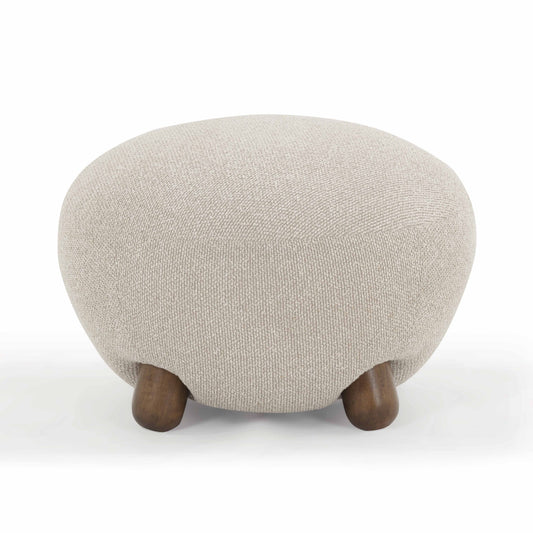 Pucker Warm Grey Performance Boucle Ottoman