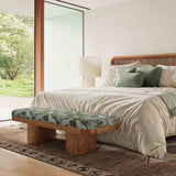 Ollie 48" Olive Green Leopard Performance Jacquard Bench