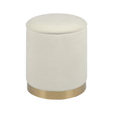 Zoe Cream Chenille Storage Ottoman