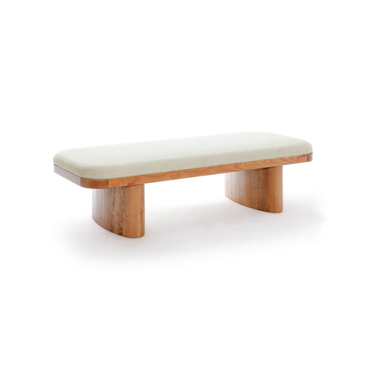 Ollie 56.5" White Performance Boucle Large Bench