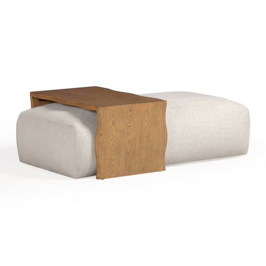 Spencer 54" Performance Basketweave Ottoman with Bridge Table
