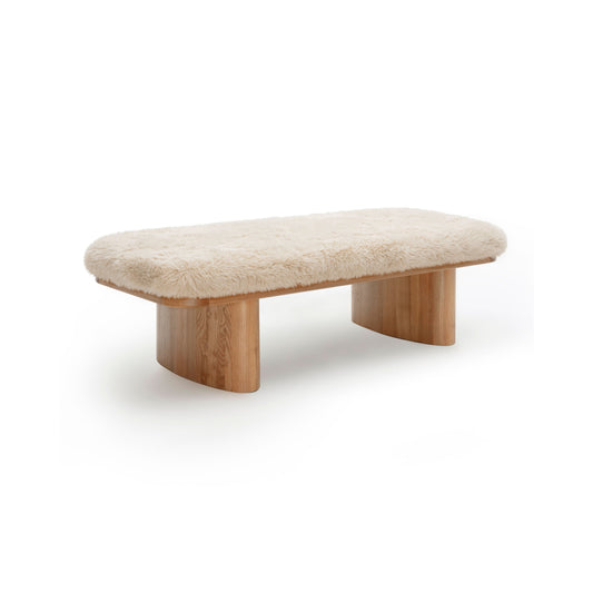 Ollie 56.5" Contract-Grade Straight Vegan Shearling Large Bench
