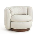Nura Cream Performance Vegan Mohair Swivel Accent Chair