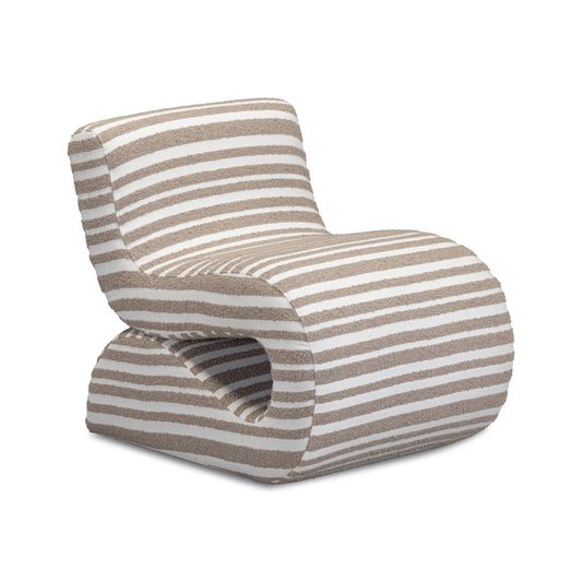 Senna Taupe Organic Stripes Contract-Grade Jacquard Fabric Accent Chair