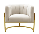 Magnolia Spotted Cream Performance Velvet Accent Chair
