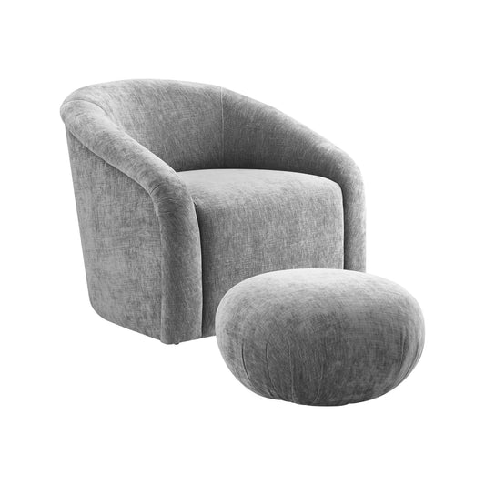 Boboli Velvet Chair and Ottoman Set