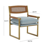 Harlow Rattan and Performance Velvet Accent Chair