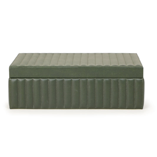 Eton Ribbed Green Vegan Leather Contract-Grade Storage Box