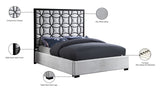 Taj Velvet Contemporary Bed: Luxurious Design with Matte Black Steel Frame for Timeless Elegance