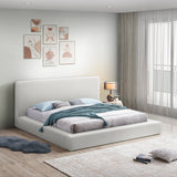 Terra Boucle Fabric Bed: Luxurious Contemporary Design with High Headboard for Stunning Bedrooms