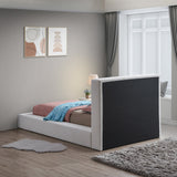 Terra Boucle Fabric Bed: Luxurious Contemporary Design with High Headboard for Stunning Bedrooms