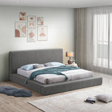 Terra Boucle Fabric Bed: Luxurious Contemporary Design with High Headboard for Stunning Bedrooms