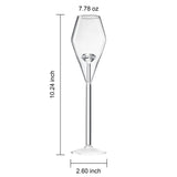 Champagne Flute Glassware | Set of 2, 7.8 OZ | Diamond Stemmed Glass