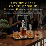 Wine and Whiskey Mountain Decanter, 4 Glasses and Wood Tray 750 ML