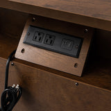 Transitional Wood Nightstand with Drawers and Power Outlet(Optional Types)