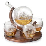 Etched World Decanter whiskey Globe - 750 ml