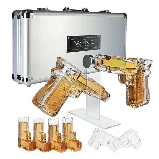 (UAE ONLY) Pistol Whiskey Gun Decanter & Shot Glasses Set
