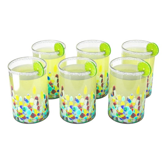 Hand Blown Mexican Drinking Glasses – Set of 6 (Climbing Confetti)
