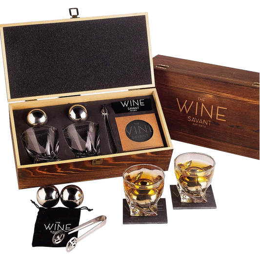 Luxurious Whiskey Stones & Glasses Gift Set - 2 XL