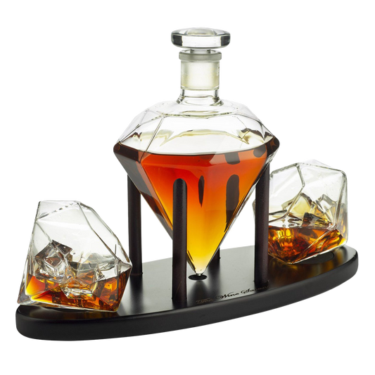 Diamond Whiskey Decanter - 2 Diamond Glasses (750 ML DECANTER)