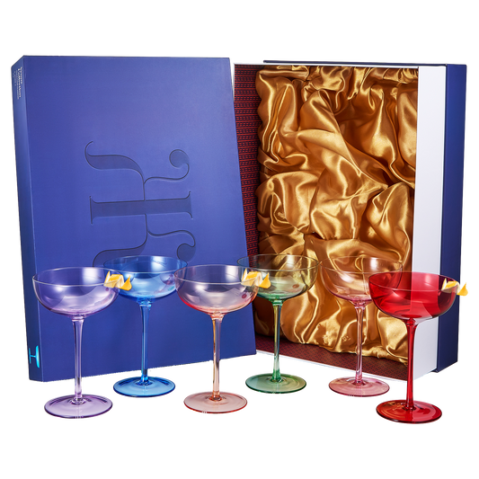 Colored Coupe Glasses | Set of 6 | 7 oz (Classic Multicolor)
