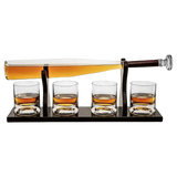 Baseball Bat Whiskey Decanter Set with 4 Baseball Glasses