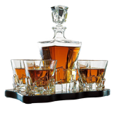Crystal Wine and Whiskey Iceberg Mountain Glacier Decanter with 4 Glasses