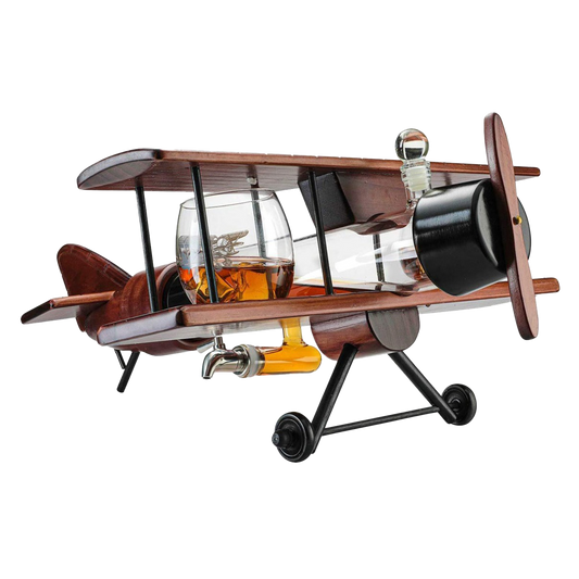Whiskey & Wine Decanter Airplane Set - Large 21"