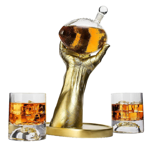Football Decanter with 2 Football Whiskey & Wine Glasses