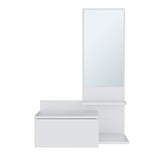 TUHOME Vienna 23.6-Inch Wide Three-Tier Floating Console Table with Built-In Mirror and Full-Extension Drawer, Modern Entryway or Bedroom Organizer for Décor Display, Storage and Everyday Home Essentials
