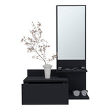 TUHOME Vienna 23.6-Inch Wide Three-Tier Floating Console Table with Built-In Mirror and Full-Extension Drawer, Modern Entryway or Bedroom Organizer for Décor Display, Storage and Everyday Home Essentials