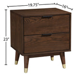 Vance Mid-Century Modern Night Stand with Elegant Walnut Finish & 2 Spacious Drawers for Storage