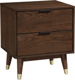 Vance Mid-Century Modern Night Stand with Elegant Walnut Finish & 2 Spacious Drawers for Storage
