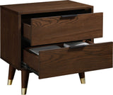 Vance Mid-Century Modern Night Stand with Elegant Walnut Finish & 2 Spacious Drawers for Storage