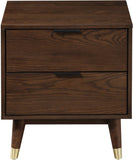 Vance Mid-Century Modern Night Stand with Elegant Walnut Finish & 2 Spacious Drawers for Storage
