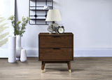 Vance Mid-Century Modern Night Stand with Elegant Walnut Finish & 2 Spacious Drawers for Storage