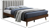 Vance Mid-Century Modern Bed with Elegant Textured Upholstery and Stylish Walnut Wood Finish