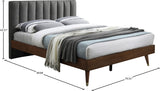 Vance Mid-Century Modern Bed with Elegant Textured Upholstery and Stylish Walnut Wood Finish