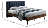 Vance Mid-Century Modern Bed with Elegant Textured Upholstery and Stylish Walnut Wood Finish
