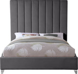 Via Upholstered Contemporary Bed – Luxurious Channel Tufting, Sleek Design, Perfect for Modern Bedrooms