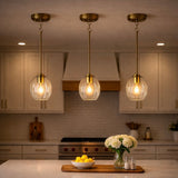 Vista Single Pendant Chain Hanging Light with Clear Glass - Satin Brass