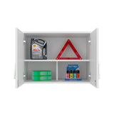 Sideways Wall-Mounted Cabinet with Two Doors and Four Internal Storage Shelves, Compact Kitchen or Laundry Room Floating Storage Cabinet