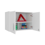 Sideways Wall-Mounted Cabinet with Two Doors and Four Internal Storage Shelves, Compact Kitchen or Laundry Room Floating Storage Cabinet