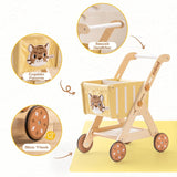 ROBUD Wooden Push Forest King Shopping Cart Walker