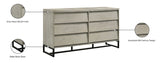 Weston Industrial Mid Century Dresser - Grey Stone Wood Finish with Matte Black Base, Chic Design